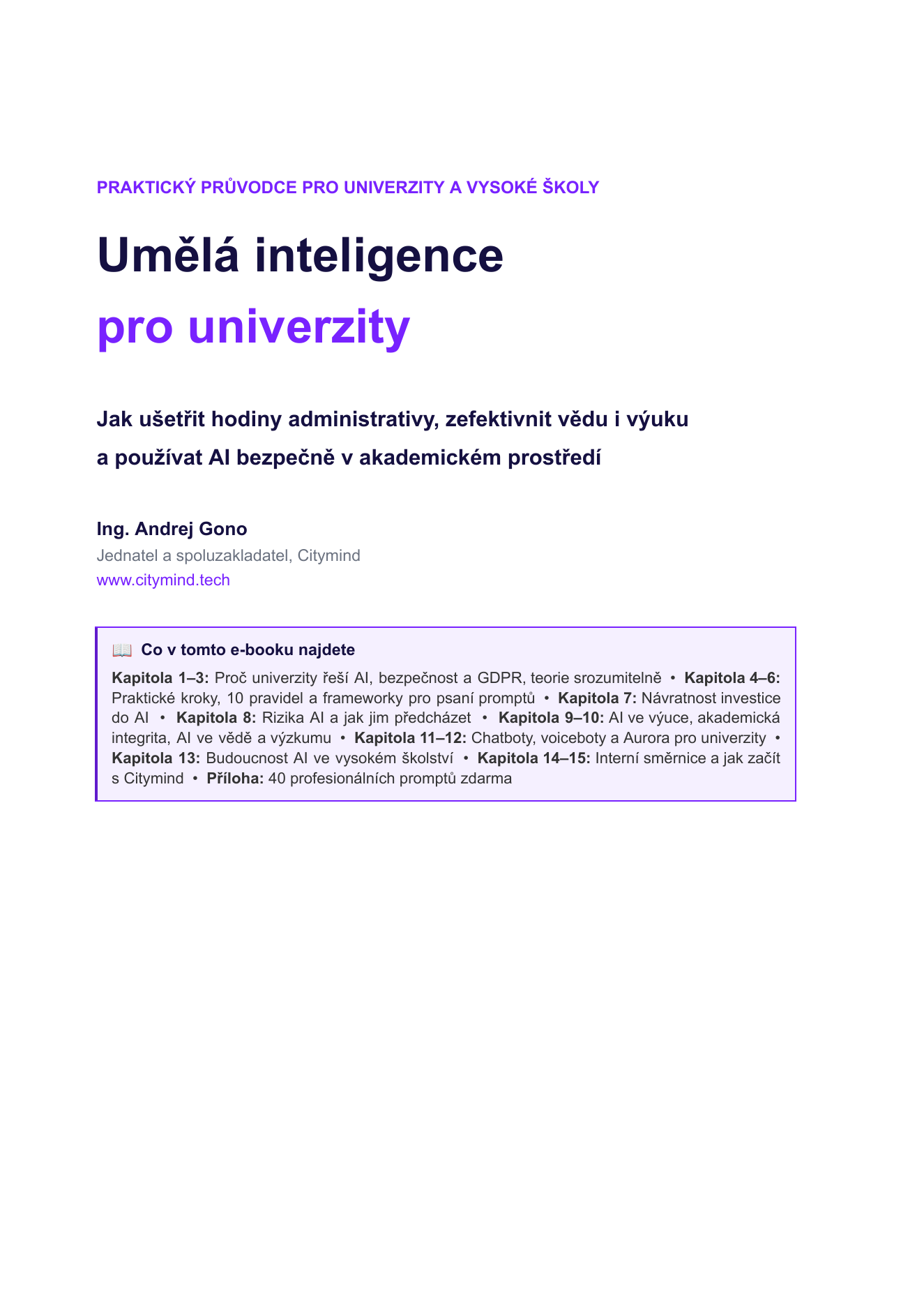 Obálka e-booku Umělá inteligence pro univerzity