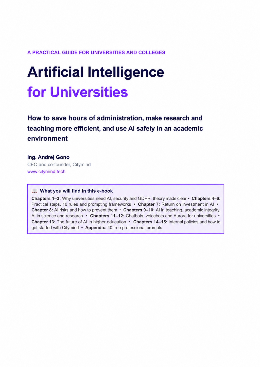 Artificial Intelligence for Universities e-book cover